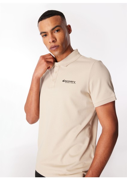 Bej Erkek Polo Yaka Basic Polo T-Shirt D4SM-TST3248