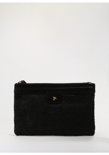 Siyah Kadın 28X20X2 cm Portföy Straw-Tobonı