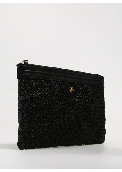 Siyah Kadın 28X20X2 cm Portföy Straw-Tobonı