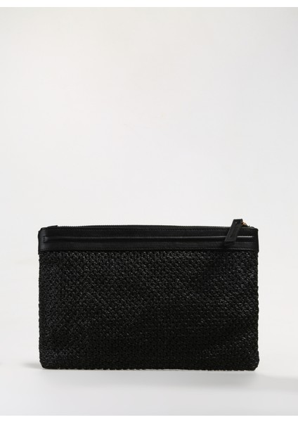 Siyah Kadın 28X20X2 cm Portföy Straw-Tobonı