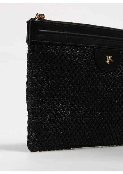 Siyah Kadın 28X20X2 cm Portföy Straw-Tobonı