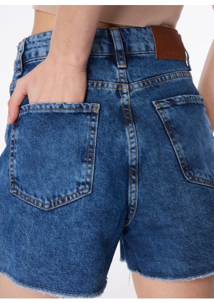 Normal Bel Basic Indigo Kadın Şort F4SL-SHT0486 modelleri