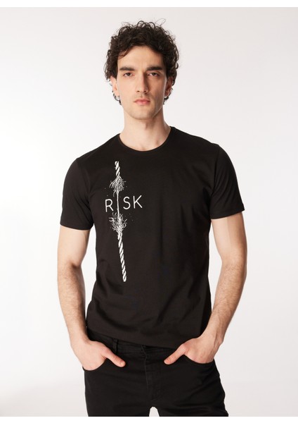 Siyah Erkek T-Shirt Risk Mock