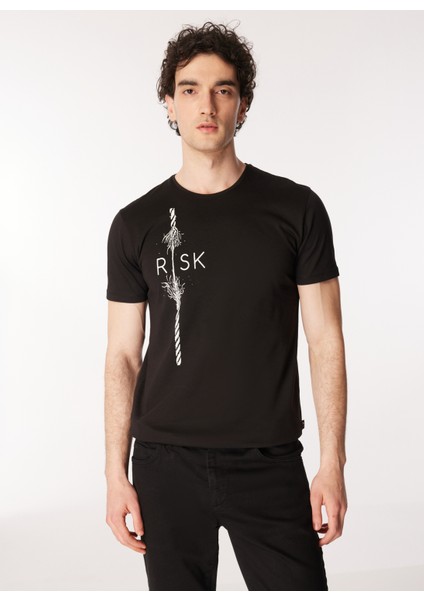 Siyah Erkek T-Shirt Risk Mock