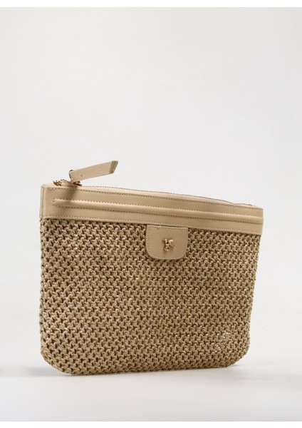 Bej Kadın 28X20X2 cm Portföy Straw-Tobonı