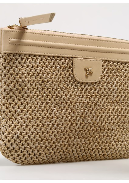 Bej Kadın 28X20X2 cm Portföy Straw-Tobonı
