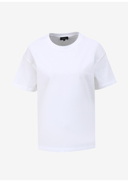 Beyaz Kadın Bisiklet Yaka Basic T-Shirt F4SL-TST0358