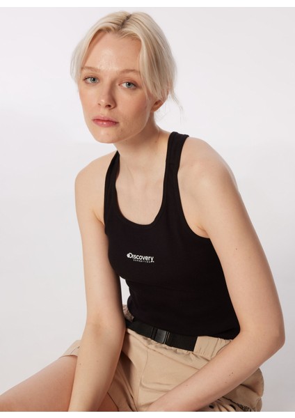 Siyah Kadın U Yaka Slim Fit Atlet D4SL-TST3035