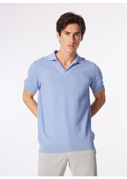 Brooks Brothers Polo Yaka Standart Mavi Erkek Kazak BBSS24MKL012