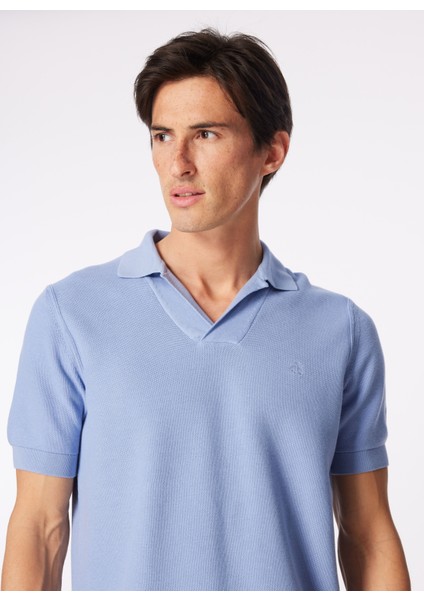 Brooks Brothers Polo Yaka Standart Mavi Erkek Kazak BBSS24MKL012