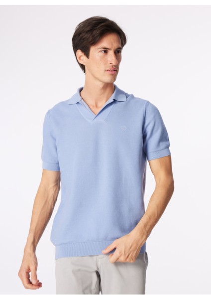 Brooks Brothers Polo Yaka Standart Mavi Erkek Kazak BBSS24MKL012