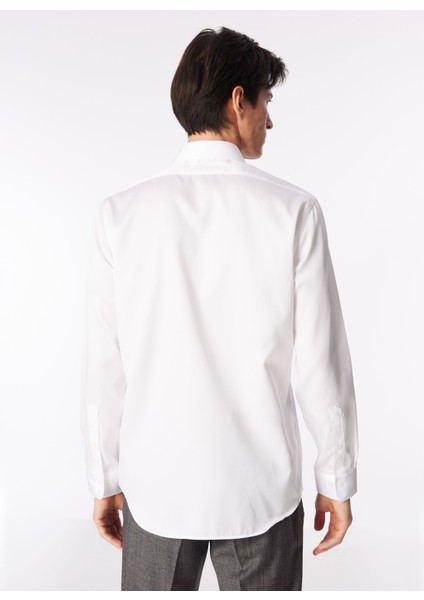 Slim Fit Klasik Yaka Beyaz Erkek Gömlek BBSS24MSH029