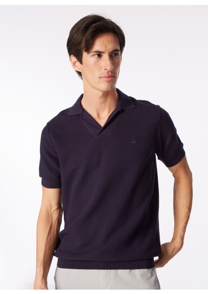 Brooks Brothers Polo Yaka Standart Lacivert Erkek Kazak BBSS24MKL012