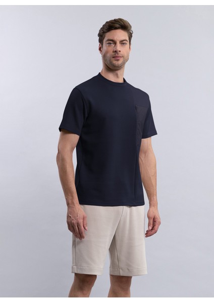 Bisiklet Yaka Düz Lacivert Erkek T-Shirt Beta Lıss/mırto