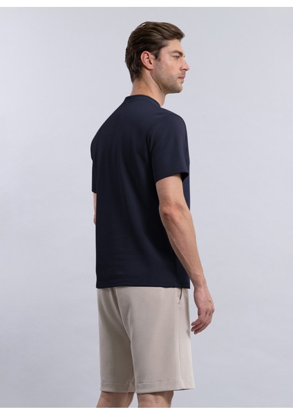 Bisiklet Yaka Düz Lacivert Erkek T-Shirt Beta Lıss/mırto fırsatları