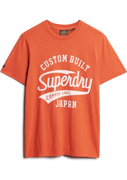 Bisiklet Yaka Baskılı Turuncu Erkek T-Shirt M1011905A1FH_COPPER Label Scrıpt Te indirimleri