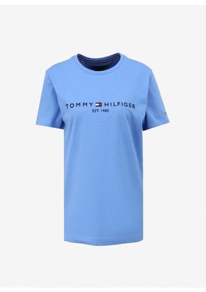 Tommy Hilfiger Bisiklet Yaka Mavi Erkek T-Shirt MW0MW11797