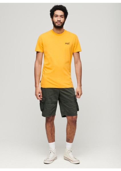 Bisiklet Yaka Düz Sarı Erkek T-Shirt M1011245ARUA_ESSENTIAL Logo Emb Tee