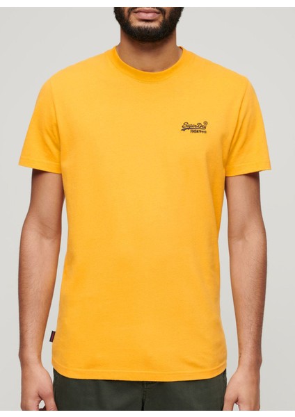 Bisiklet Yaka Düz Sarı Erkek T-Shirt M1011245ARUA_ESSENTIAL Logo Emb Tee