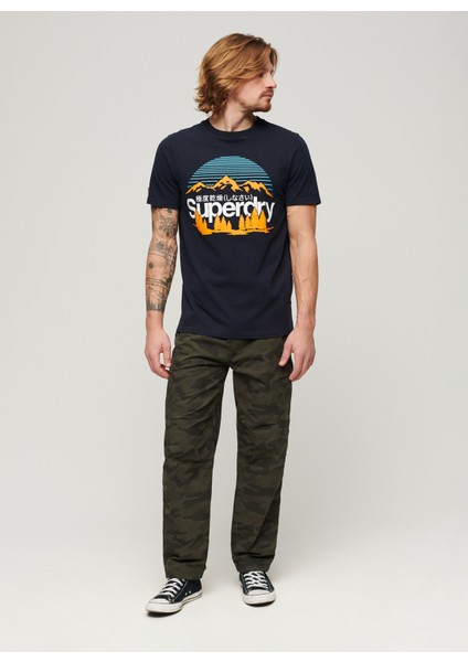 Bisiklet Yaka Baskılı Lacivert Erkek T-Shirt M1011911A98T_GREAT Outdoors Nr Grap modelleri