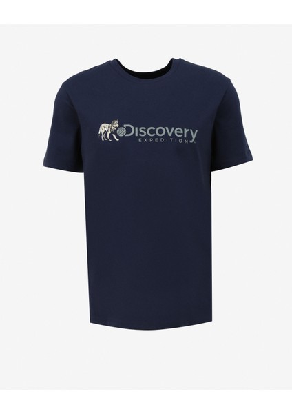 Indigo Erkek Bisiklet Yaka Basic Baskılı T-Shirt D4SM-TST3308