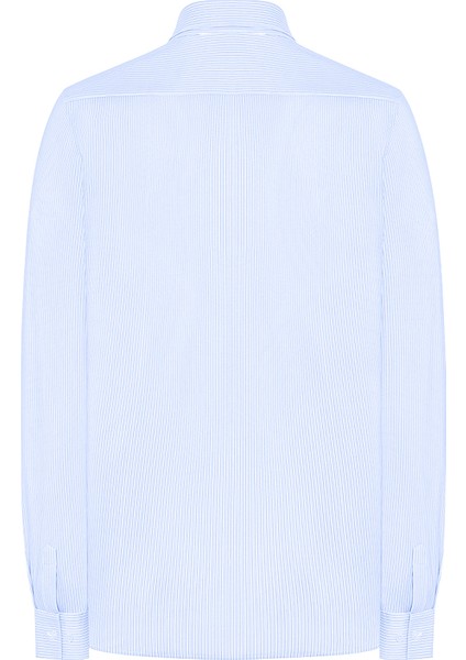 Slim Fit Gömlek Yaka Çizgili Mavi - Beyaz Erkek Gömlek Demo Tst Tropea indirimleri