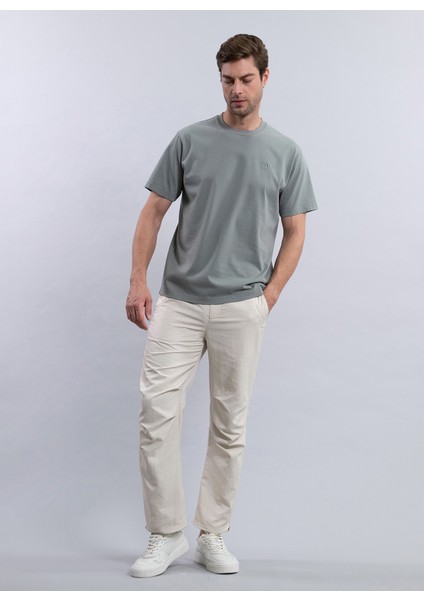 Bisiklet Yaka Düz Haki Erkek T-Shirt Rox Avıano modelleri