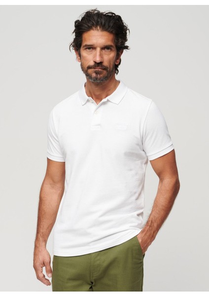 Düz Beyaz Erkek Polo T-Shirt M1110343A01C_CLASSIC Pıque Polo