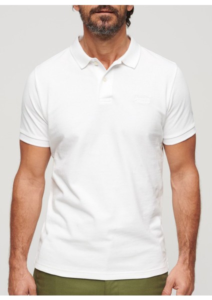 Düz Beyaz Erkek Polo T-Shirt M1110343A01C_CLASSIC Pıque Polo