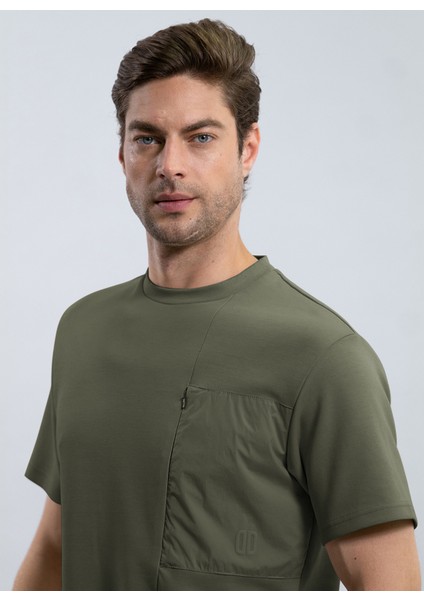 Bisiklet Yaka Düz Haki Erkek T-Shirt Beta Lıss/mırto modelleri