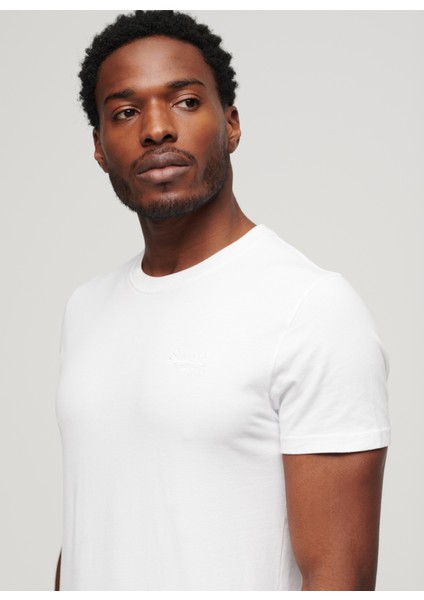 Bisiklet Yaka Düz Beyaz Erkek T-Shirt M1011245M44C_ESSENTIAL Logo Emb Tee fiyatları