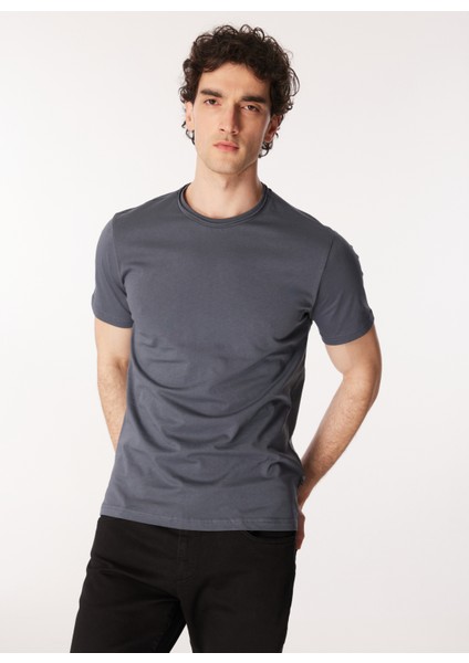 Yuvarlak Yaka Indigo Erkek T-Shirt 242 Lcm 242015 Gael Indigo modelleri