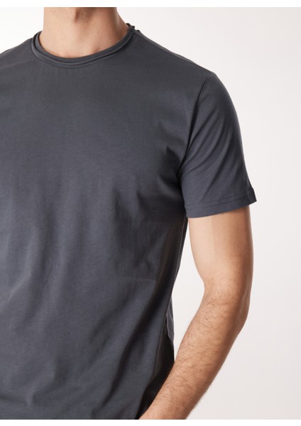 Yuvarlak Yaka Indigo Erkek T-Shirt 242 Lcm 242015 Gael Indigo fırsatları