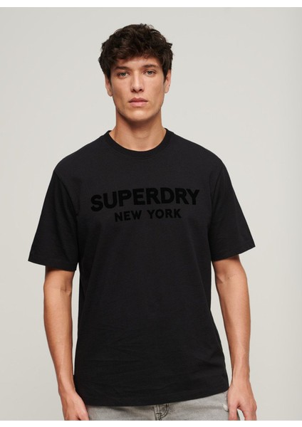 Bisiklet Yaka Baskılı Siyah Erkek T-Shirt M6010805A16A_LUXURY Sport Loose Tee fiyatları