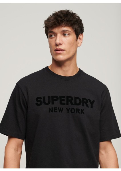 Bisiklet Yaka Baskılı Siyah Erkek T-Shirt M6010805A16A_LUXURY Sport Loose Tee modelleri