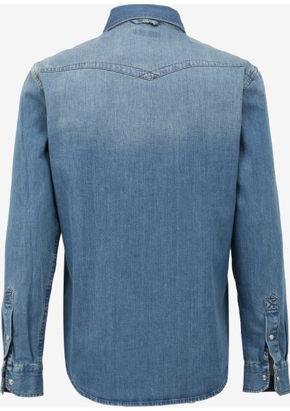 Slim Fit Erkek Denim Gömlek 242 Lcm 141002 Wolker Melora Db Lıg