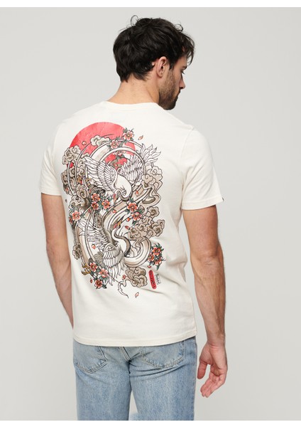 Bisiklet Yaka Baskılı Krem Erkek T-Shirt M1011897A22C_TOKYO Vl Graphıc T Shı indirimleri