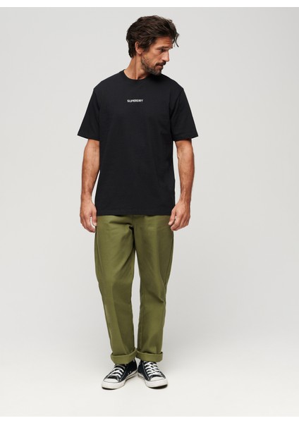 Bisiklet Yaka Baskılı Siyah Erkek T-Shirt M6010803A02A_MICRO Logo Graphıc Loo modelleri