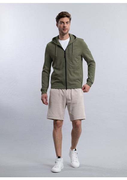 Kapüşon Yaka Düz Haki Erkek Sweatshırt Astro Lıss/mırto fiyatları