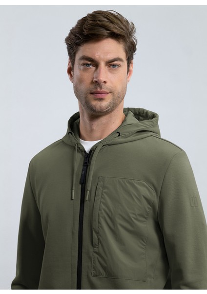 Kapüşon Yaka Düz Haki Erkek Sweatshırt Astro Lıss/mırto fırsatları