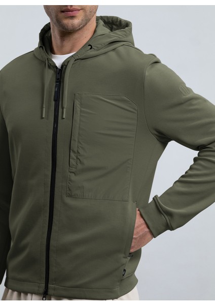 Kapüşon Yaka Düz Haki Erkek Sweatshırt Astro Lıss/mırto indirimleri