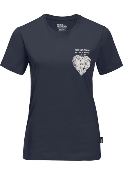 Lacivert Kadın Bisiklet Yaka T-Shirt 1809701_1010_DISCOVER Heart T W