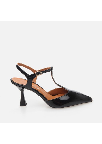 Hakiki Deri Siyah Kadın Stiletto