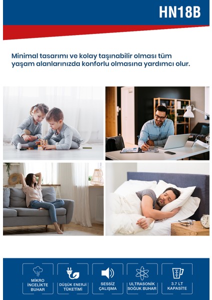 Nec HN18B Ultrasonik Hava Nemlendirici Siyah indirimleri
