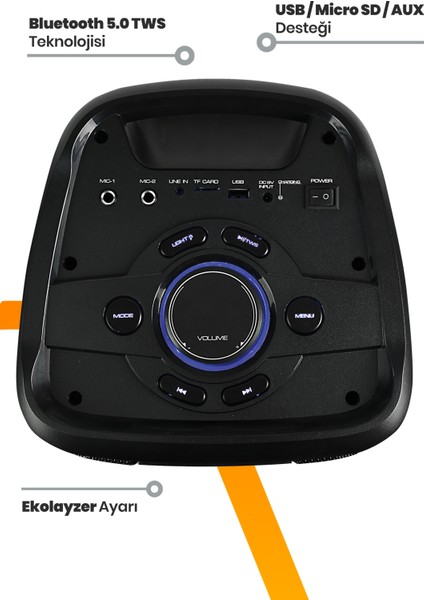Neon X4 Taşınabilir Şarj Edilebilir Işıklı Bluetooth Hoparlör