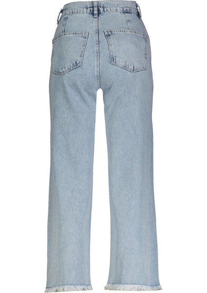 Ikoll 0029938 028 Mavi Kadın Crop Püsküllü Jean Pantolon fırsatları