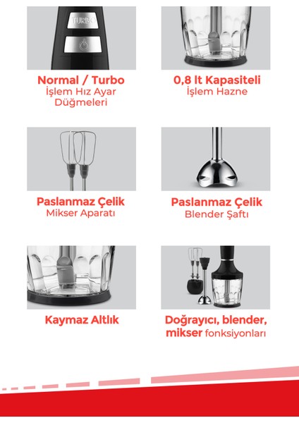 Evia nora 1500 Watt Sessiz Hız Ayarlı 3 In 1 Doğrama Karıştırma Blender Seti