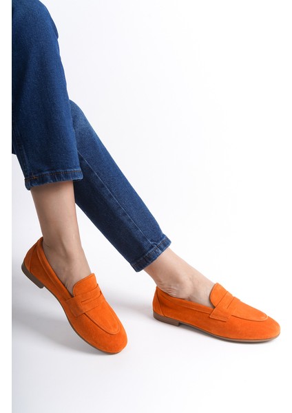 Kadın Süet Loafer & Babet Oranj -MCMNG2103-ORJ