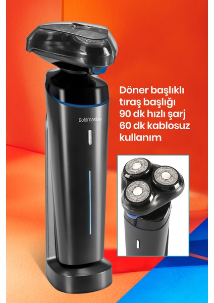 Zero Şarj Standlı Oynar Başlıklı Islak Kuru 5 In 1 Erkek Bakım Seti GM8141