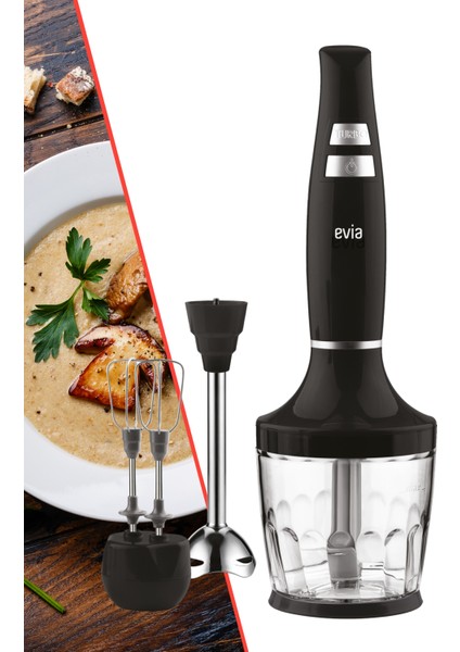 Evia nora 1500 Watt Sessiz Hız Ayarlı 3 In 1 Doğrama Karıştırma Blender Seti